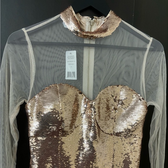 BNWT Bebe Small Sequin Rosegold Dress - Picture 3 of 4